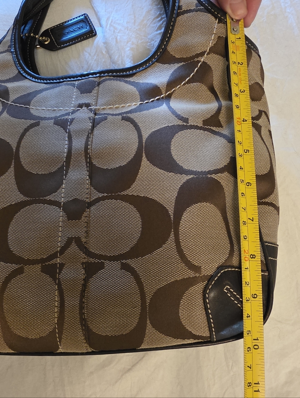 Authentic Coach Signature Canvas Tote Bag in Brown From JAPAN No Flaws Looks New - Picture 7 of 12